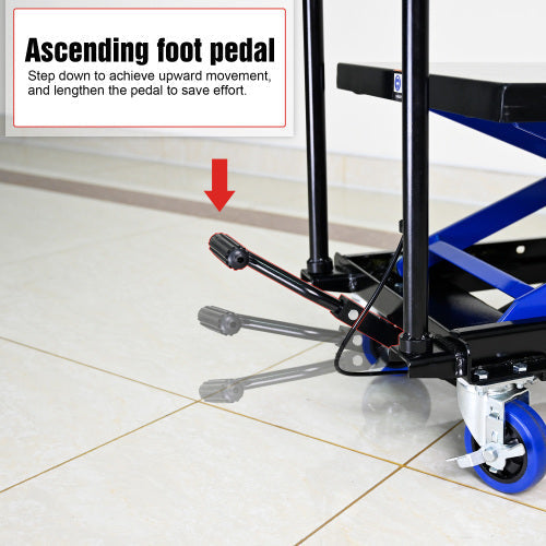 Hydraulic Lift Trolley, 500 LBS Capacity, With 4 Wheels, For Material